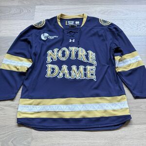 Notre Dame Jersey Hockey Under Armour Adult XL Loose Authentic Replica Irish Blu